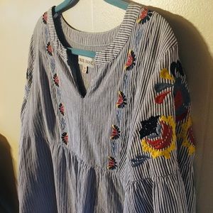 🎉Striped, embroidered mini dress, Size:XL